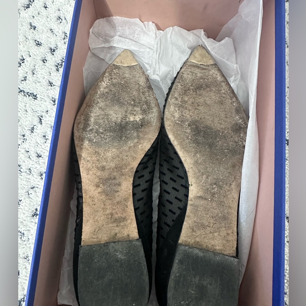 Stuart Weitzman Black Mesh Women's Loafers - Picture 3 of 4